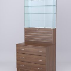 Витрина СОТА №12, задняя стенка Зеркало, Орех