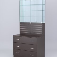 Витрина СОТА №12, задняя стенка Зеркало, Дуб Венге