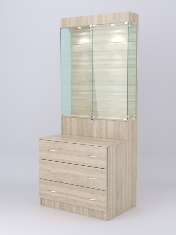 Витрина СОТА №13, задняя стенка Экономпанель, Дуб Сонома