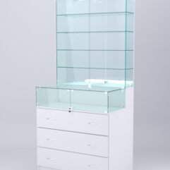 Витрина СОТА №15, задняя стенка Зеркало, Белый