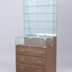 Витрина СОТА №15, задняя стенка Зеркало, Орех