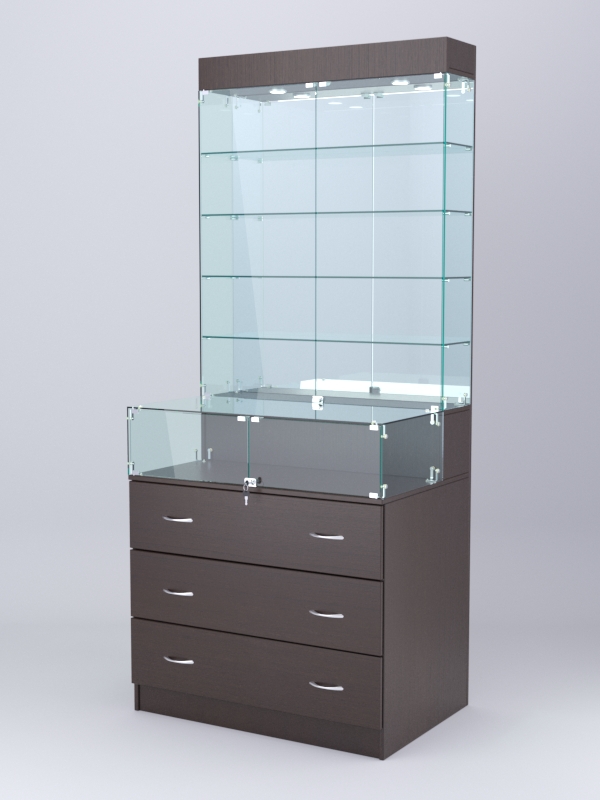 Витрина СОТА №15, задняя стенка Зеркало, Дуб Венге