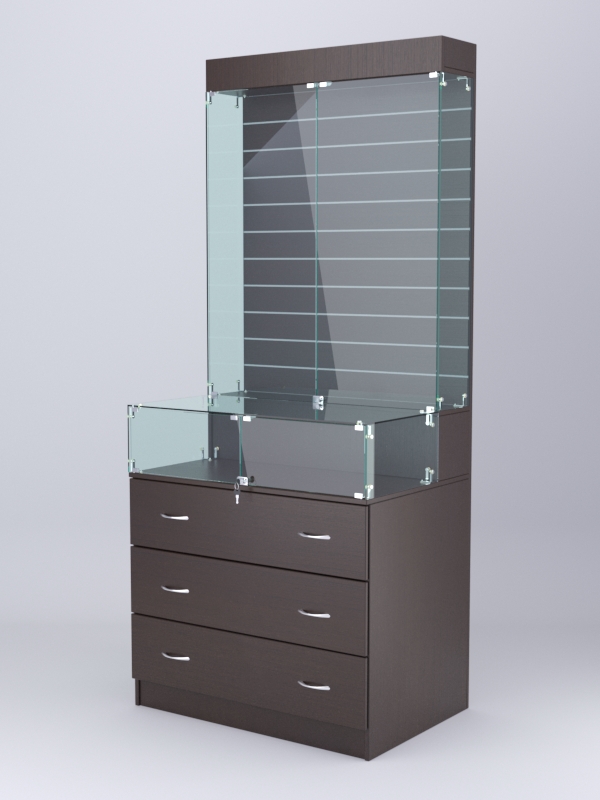 Витрина СОТА №16, задняя стенка Экономпанель, Дуб Венге