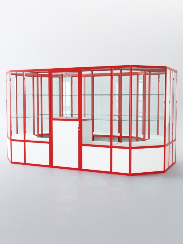 Павильон торговый из профиля островной №5б, Белый + Красный