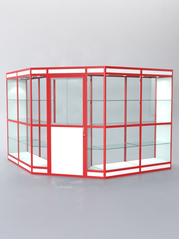 Павильон торговый из профиля угловой №7в, Белый + Красный