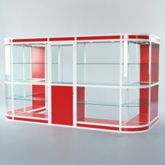 Павильон торговый из профиля пристенный №11в, Красный+Белый