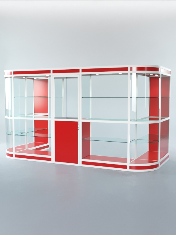 Павильон торговый из профиля пристенный №11в, Красный+Белый