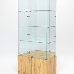 Витрина стеклянная ИСТРА №7 (с дверками, задняя стенка - зеркало), Дуб Золотистый