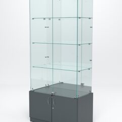 Витрина стеклянная ИСТРА №7 (с дверками, задняя стенка - зеркало), Темно-Серый