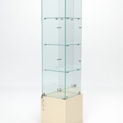 Витрина стеклянная ИСТРА №8 (с дверкой, задняя стенка - зеркало), Крем Вайс