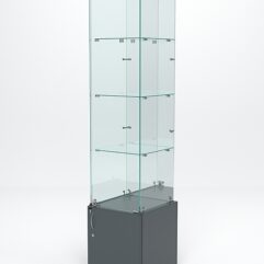 Витрина стеклянная ИСТРА №8 (с дверкой, задняя стенка - зеркало), Темно-Серый