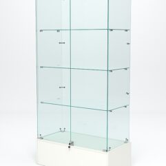 Витрина стеклянная ИСТРА ПОДИУМ №9 (с дверками, задняя стенка - стекло), Белый