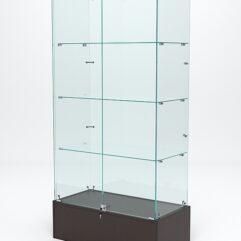 Витрина стеклянная ИСТРА ПОДИУМ №9 (с дверками, задняя стенка - стекло), Дуб Венге