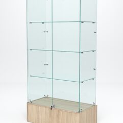 Витрина стеклянная ИСТРА ПОДИУМ №9 (с дверками, задняя стенка - стекло), Дуб Сонома