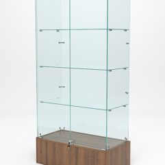 Витрина стеклянная ИСТРА ПОДИУМ №9 (с дверками, задняя стенка - стекло), Орех