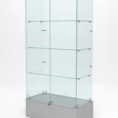 Витрина стеклянная ИСТРА ПОДИУМ №9 (с дверками, задняя стенка - стекло), Серый