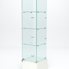 Витрина стеклянная ИСТРА ПОДИУМ №10 (с дверкой, задняя стенка - стекло), Белый