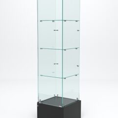 Витрина стеклянная ИСТРА ПОДИУМ №10 (с дверкой, задняя стенка - стекло), Черный