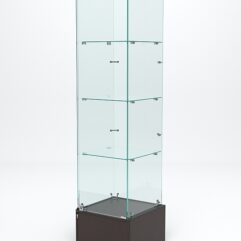 Витрина стеклянная ИСТРА ПОДИУМ №10 (с дверкой, задняя стенка - стекло), Дуб Венге