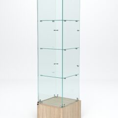 Витрина стеклянная ИСТРА ПОДИУМ №10 (с дверкой, задняя стенка - стекло), Дуб Сонома