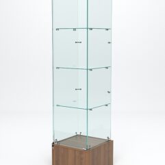 Витрина стеклянная ИСТРА ПОДИУМ №10 (с дверкой, задняя стенка - стекло), Орех