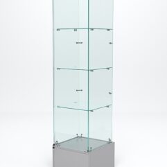 Витрина стеклянная ИСТРА ПОДИУМ №10 (с дверкой, задняя стенка - стекло), Серый