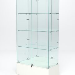 Витрина стеклянная ИСТРА ПОДИУМ №11 (с дверками, задняя стенка - зеркало), Белый