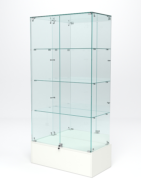 Витрина стеклянная ИСТРА ПОДИУМ №11 (с дверками, задняя стенка - зеркало), Белый