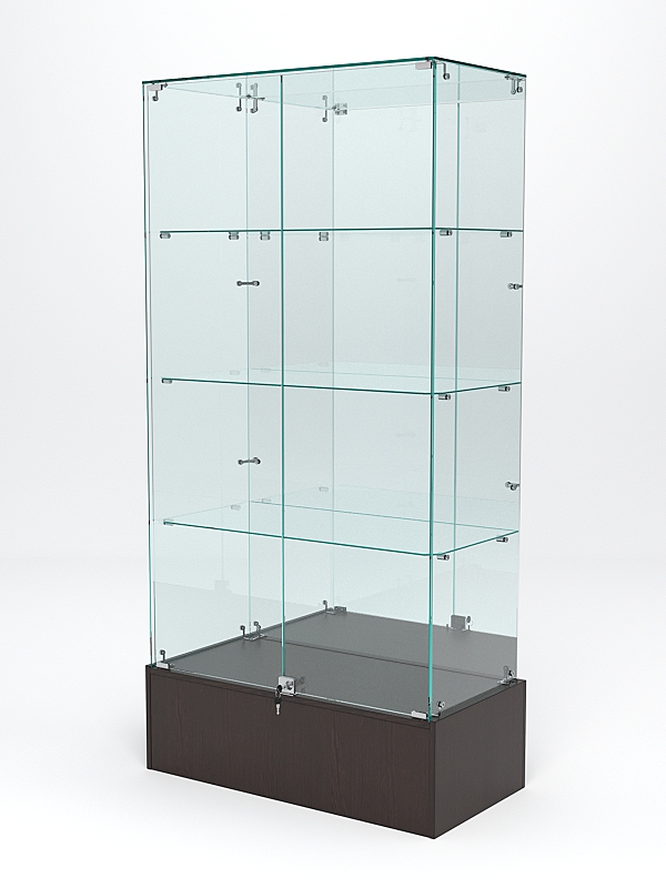 Витрина стеклянная ИСТРА ПОДИУМ №11 (с дверками, задняя стенка - зеркало), Дуб Венге