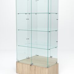 Витрина стеклянная ИСТРА ПОДИУМ №11 (с дверками, задняя стенка - зеркало), Дуб Сонома