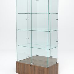 Витрина стеклянная ИСТРА ПОДИУМ №11 (с дверками, задняя стенка - зеркало), Орех