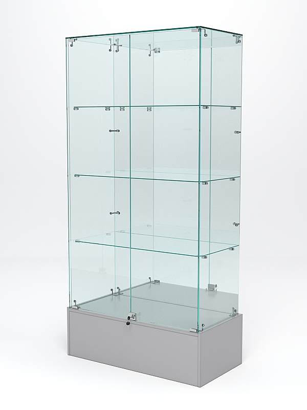 Витрина стеклянная ИСТРА ПОДИУМ №11 (с дверками, задняя стенка - зеркало), Серый