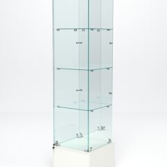 Витрина стеклянная ИСТРА ПОДИУМ №12 (с дверкой, задняя стенка - зеркало), Белый
