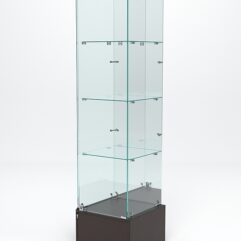 Витрина стеклянная ИСТРА ПОДИУМ №12 (с дверкой, задняя стенка - зеркало), Дуб Венге