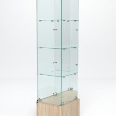 Витрина стеклянная ИСТРА ПОДИУМ №12 (с дверкой, задняя стенка - зеркало), Дуб Сонома