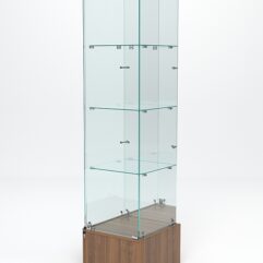 Витрина стеклянная ИСТРА ПОДИУМ №12 (с дверкой, задняя стенка - зеркало), Орех