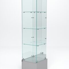 Витрина стеклянная ИСТРА ПОДИУМ №12 (с дверкой, задняя стенка - зеркало), Серый