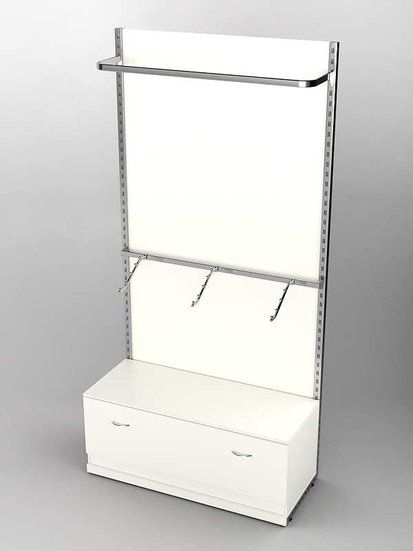 Пристенная торговая система Bazic №1 с задней стенкой и тумбой T-11 (1200мм), Белый