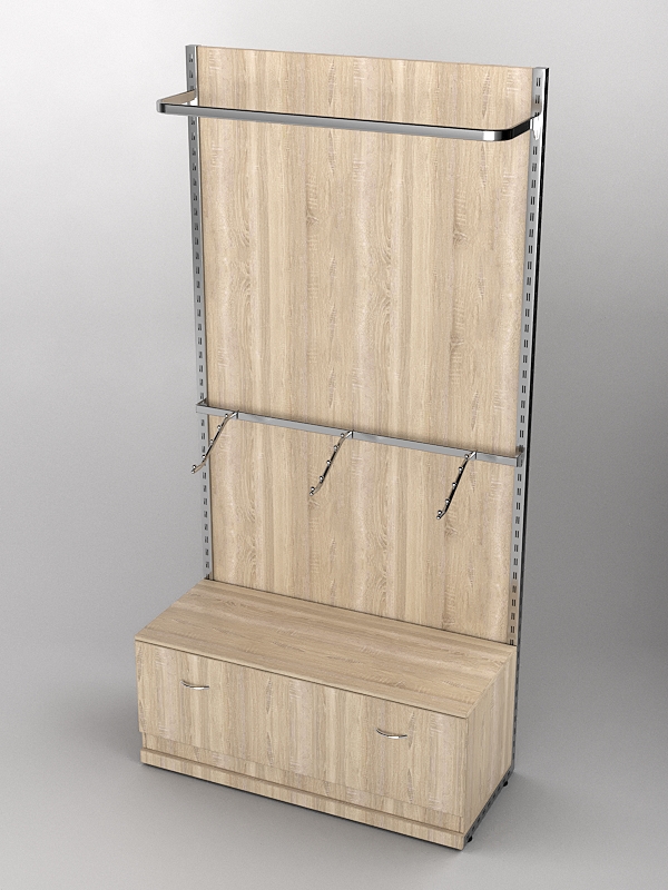 Пристенная торговая система Bazic №1 с задней стенкой и тумбой T-11 (1200мм), Дуб Сонома