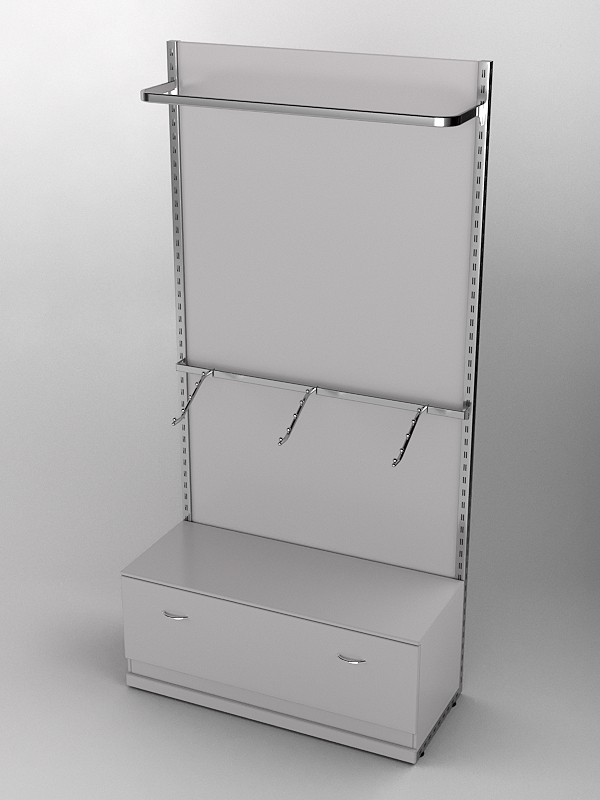 Пристенная торговая система Bazic №1 с задней стенкой и тумбой T-11 (1200мм), Серый