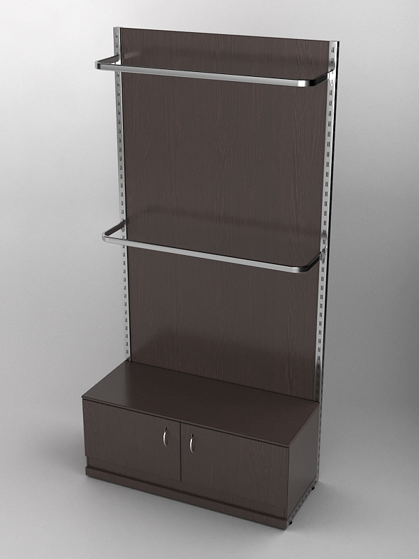 Пристенная торговая система Bazic №2 с задней стенкой и тумбой T-21 (1200мм), Дуб Венге