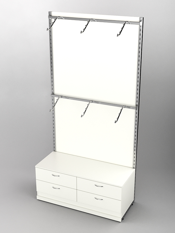 Пристенная торговая система Bazic №3 с задней стенкой и тумбой T-14 (1200мм), Белый