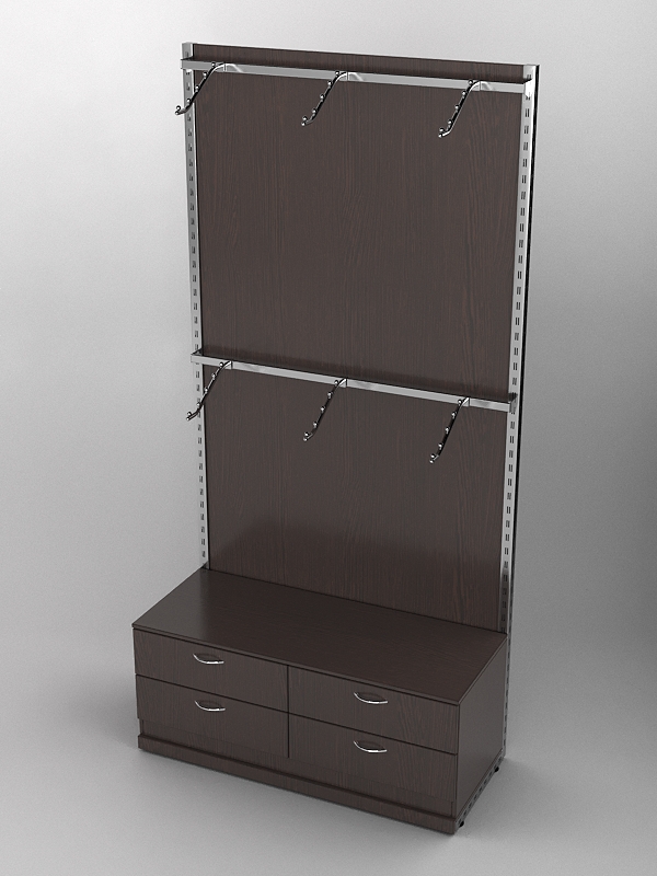 Пристенная торговая система Bazic №3 с задней стенкой и тумбой T-14 (1200мм), Дуб Венге