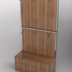 Пристенная торговая система Bazic №3 с задней стенкой и тумбой T-14 (1200мм), Орех