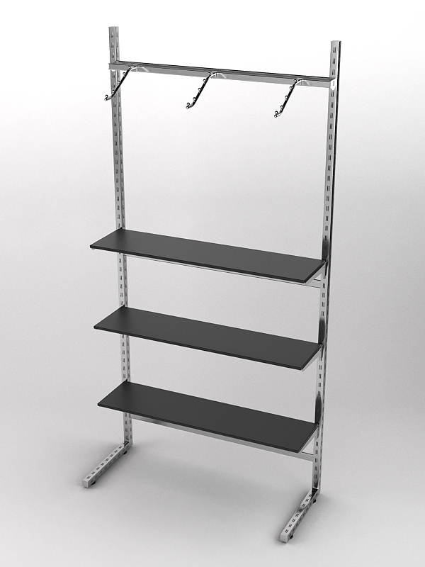 Пристенная торговая система Bazic №8 без задней стенки (1200мм), Черный