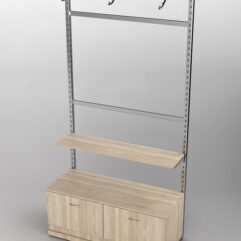 Пристенная торговая система Bazic №4 без задней стенки с тумбой T-15 (1200мм), Дуб Сонома