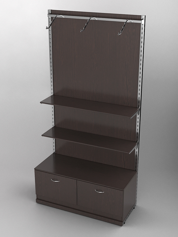 Пристенная торговая система Bazic №4 с задней стенкой и тумбой T-15 (1200мм), Дуб Венге