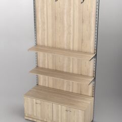 Пристенная торговая система Bazic №4 с задней стенкой и тумбой T-15 (1200мм), Дуб Сонома