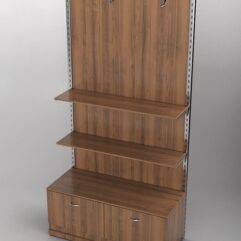 Пристенная торговая система Bazic №4 с задней стенкой и тумбой T-15 (1200мм), Орех