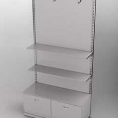 Пристенная торговая система Bazic №4 с задней стенкой и тумбой T-15 (1200мм), Серый